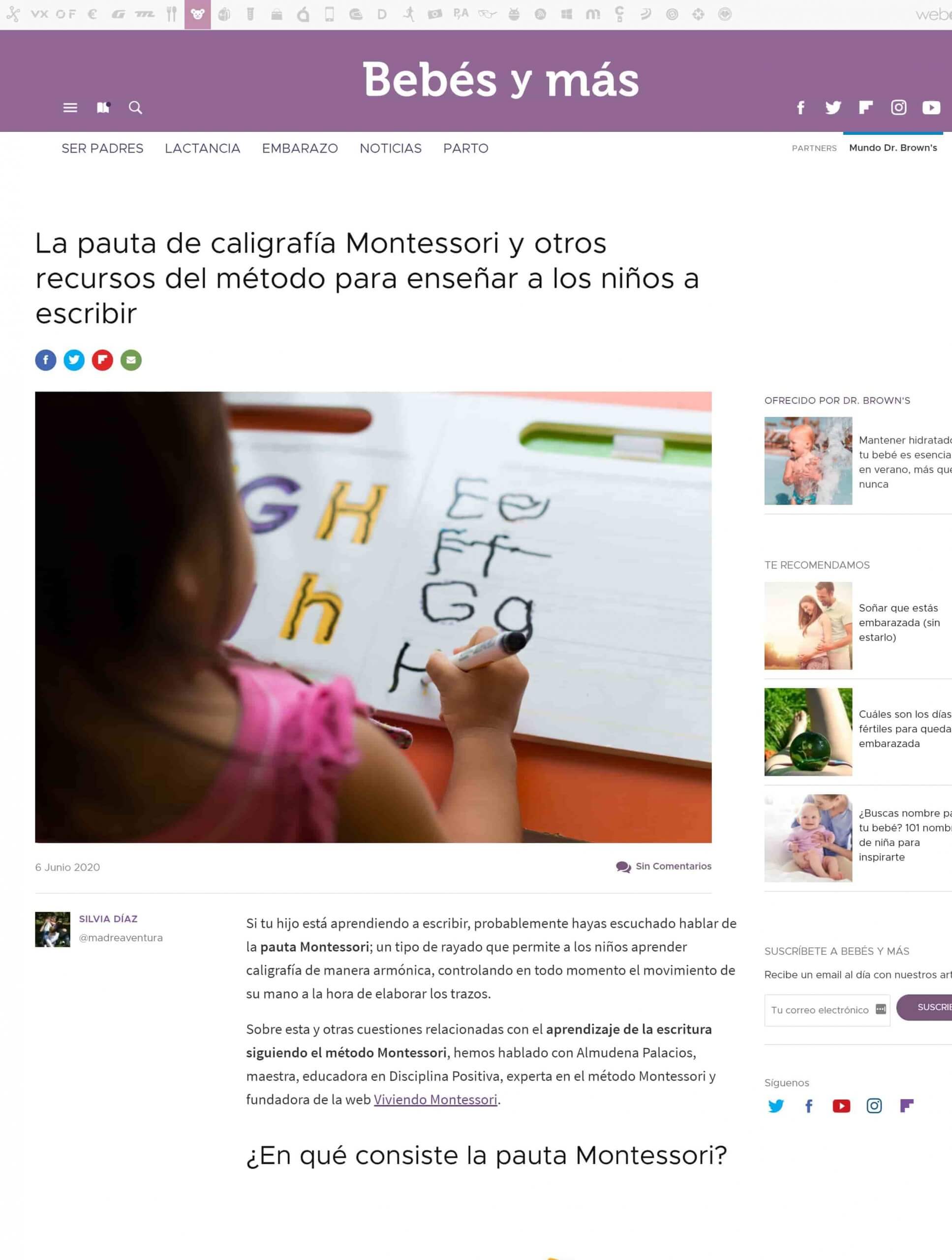 La pauta de caligrafía Montessori Almudena Palacios - Bebes y mas